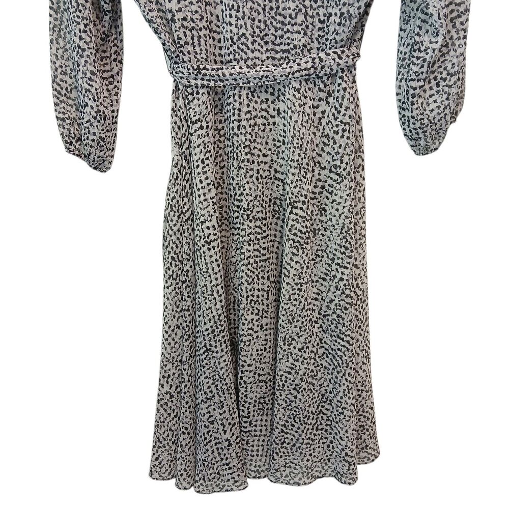 Nanette Lepore Sheer Button 3/4 Sleeve Midi Dress Shimmery Metalic Spotted 8 - Picture 6 of 12